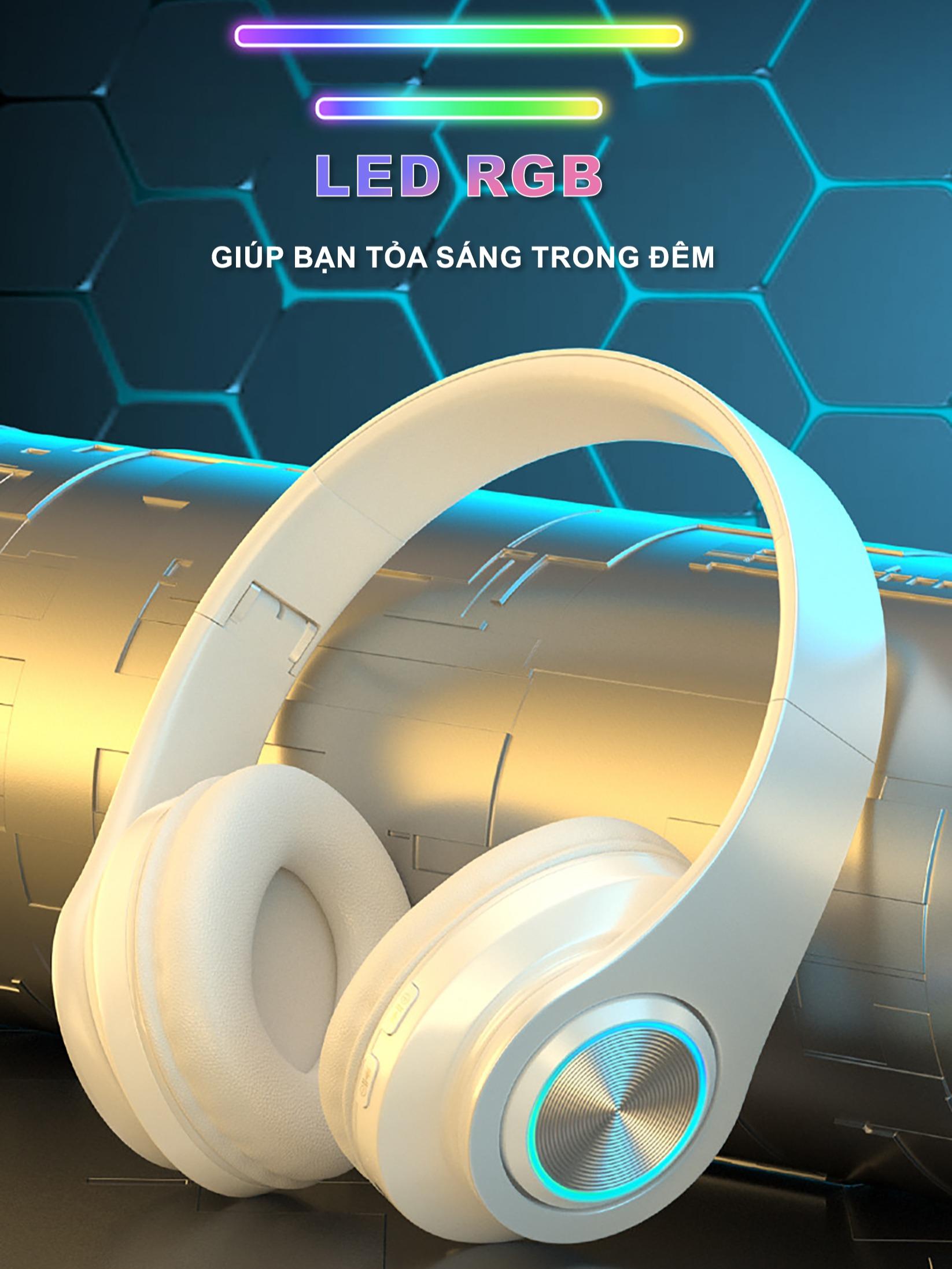 Tai Nghe Chụp Tai Bluetooth B39 - HiFi, Micro, Led RGB - Âm Thanh Chất Lượng, Nghe Gọi, Kết Nối Nhiều Thiết Bị