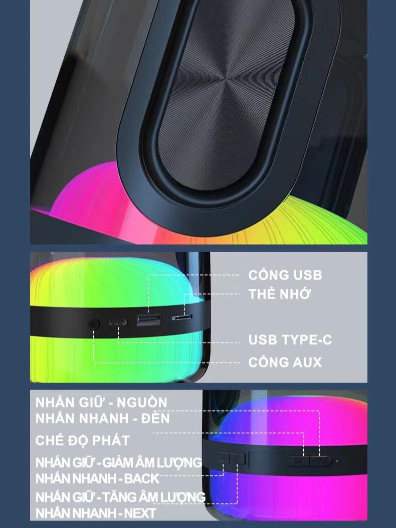 Loa Bluetooth YD 68 - USB Type-C, LED RGB, True Bass - Âm Trầm Mạnh Mẽ
