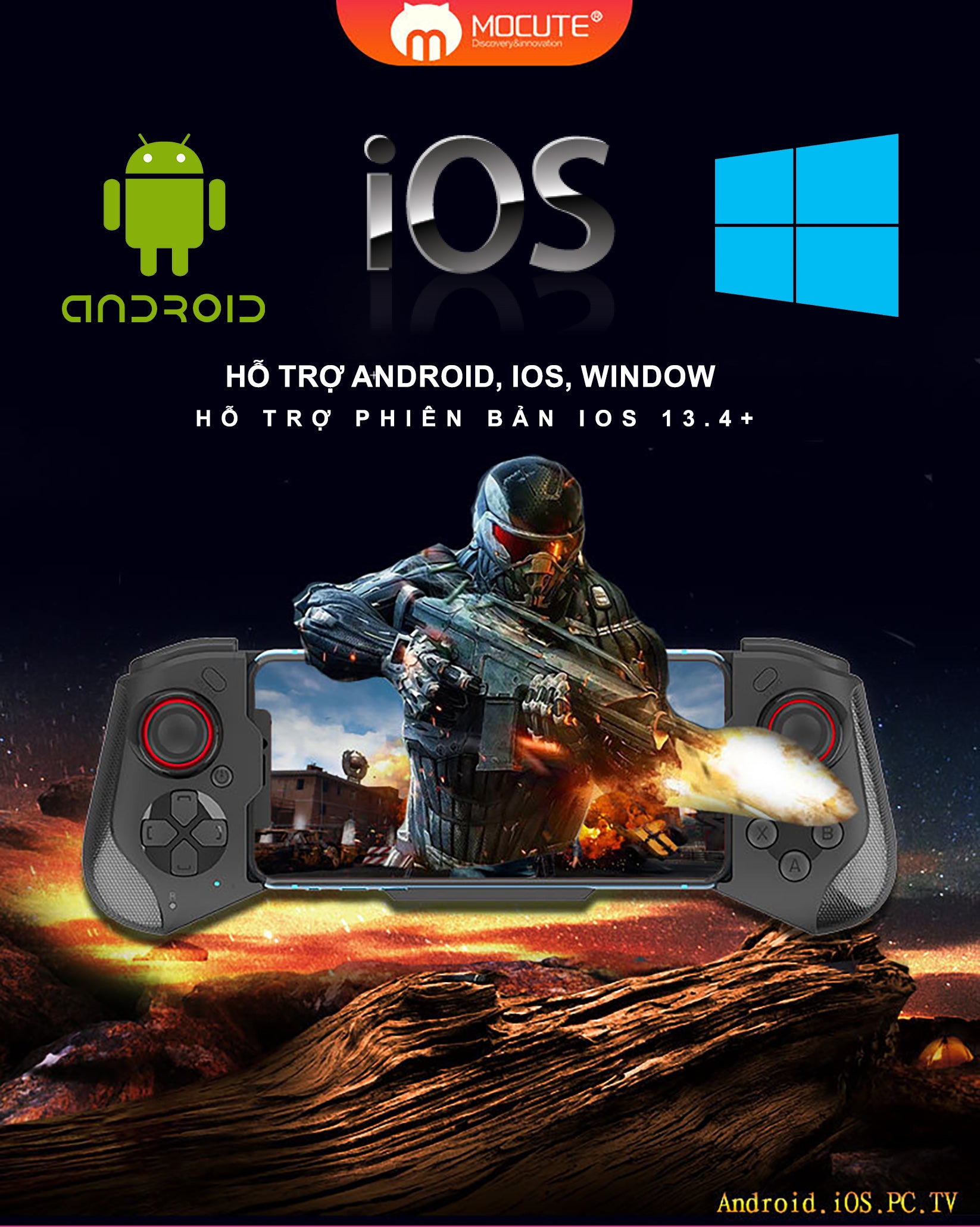 GamePad, Tay Cầm Chơi Game,  Mobile Gaming - Mocute 060 - Bluetooth, Wireless -  Macro, Key Mapping, Anroid, IOS