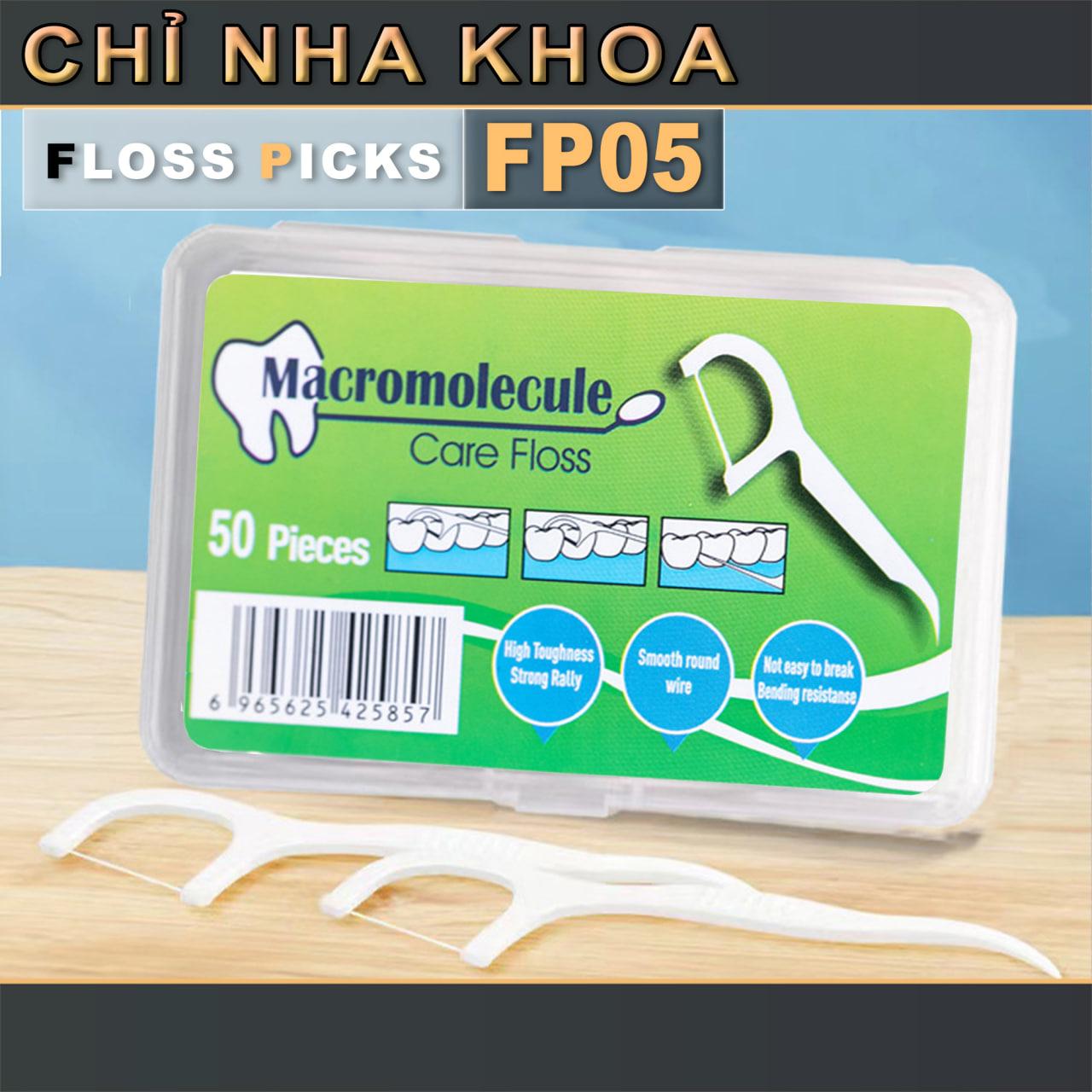 Tăm Chỉ Nha Khoa | Hộp 50 Cái, Nhưa PP Thực Phẩm | Sợi Chỉ Siêu Mõng, Không Làm Nở Rộng Kẻ Răng