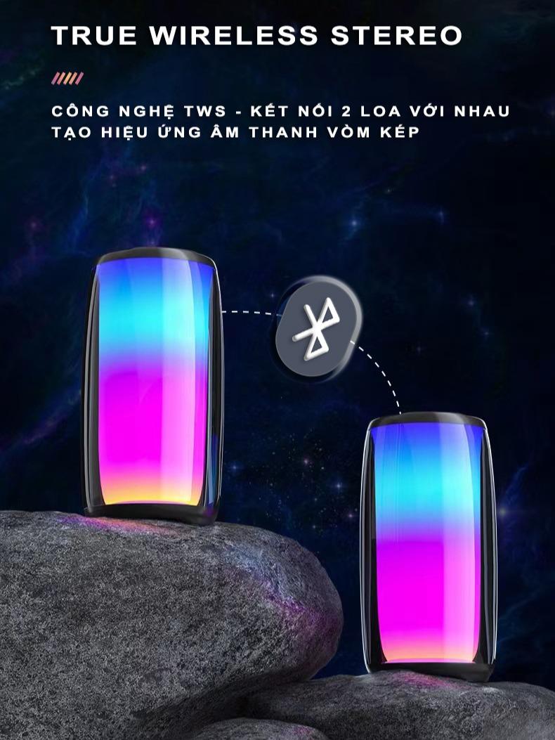 Loa Bluetooth PLUSE 5 - Led RGB 360, TWS, Karaoke, True Bass - Loa Toàn Dải, Chất Âm Dày Dặn, Đầy Đặn Củ Loa Nghe Nhạc