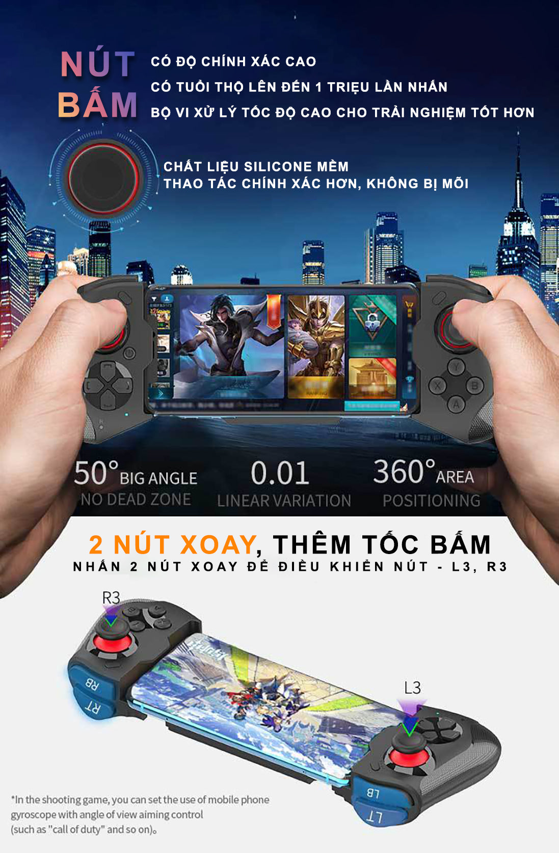 GamePad, Tay Cầm Chơi Game,  Mobile Gaming - Mocute 060 - Bluetooth, Wireless -  Macro, Key Mapping, Anroid, IOS
