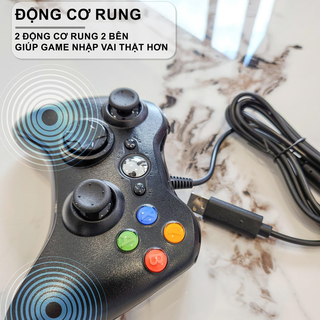Tay Cầm Chơi Game HS122 - XBOX360, PC, PS3 - Có Rung, USB