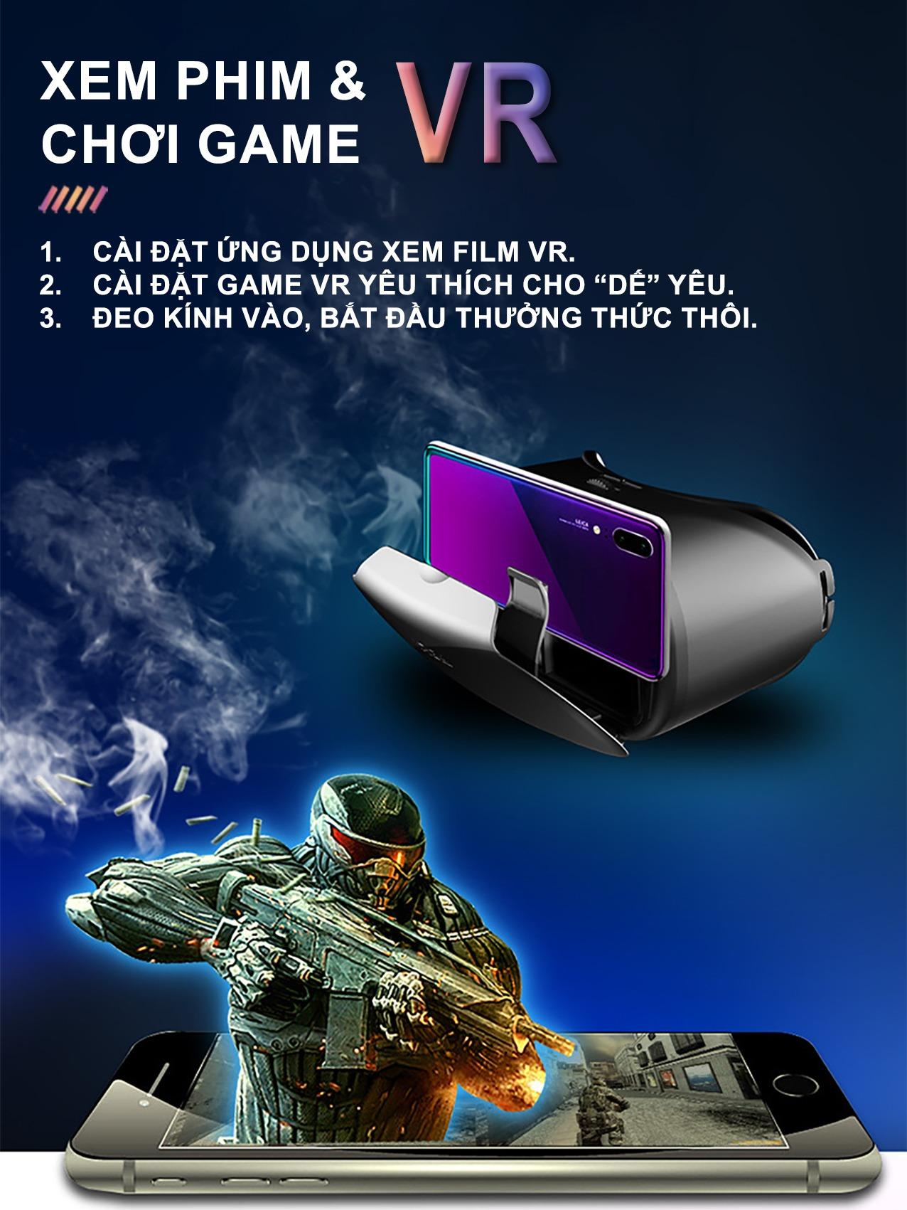 Kính Thực Tế Ảo | VRG PRO X7 | Thấu Kính Blueray | Phim VR 360, Game VR 360 | Xem Phim, Chơi Game 3D Chơi Điện Tử