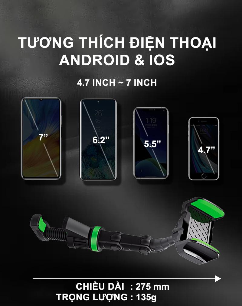 Kẹp Điện Thoại Cho Oto, Xe Hơi - Xoay Đa Hướng, Chống Shock