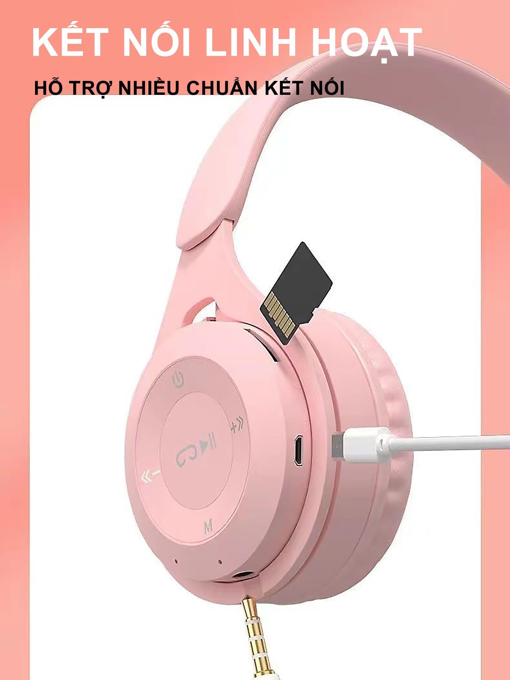 Tai Nghe Chụp Tai Bluetooth Y08 -Bluetooth, AUX, TF - Âm Thanh Nổi, Nghe Gọi, Kết Nối Nhiều Thiết Bị