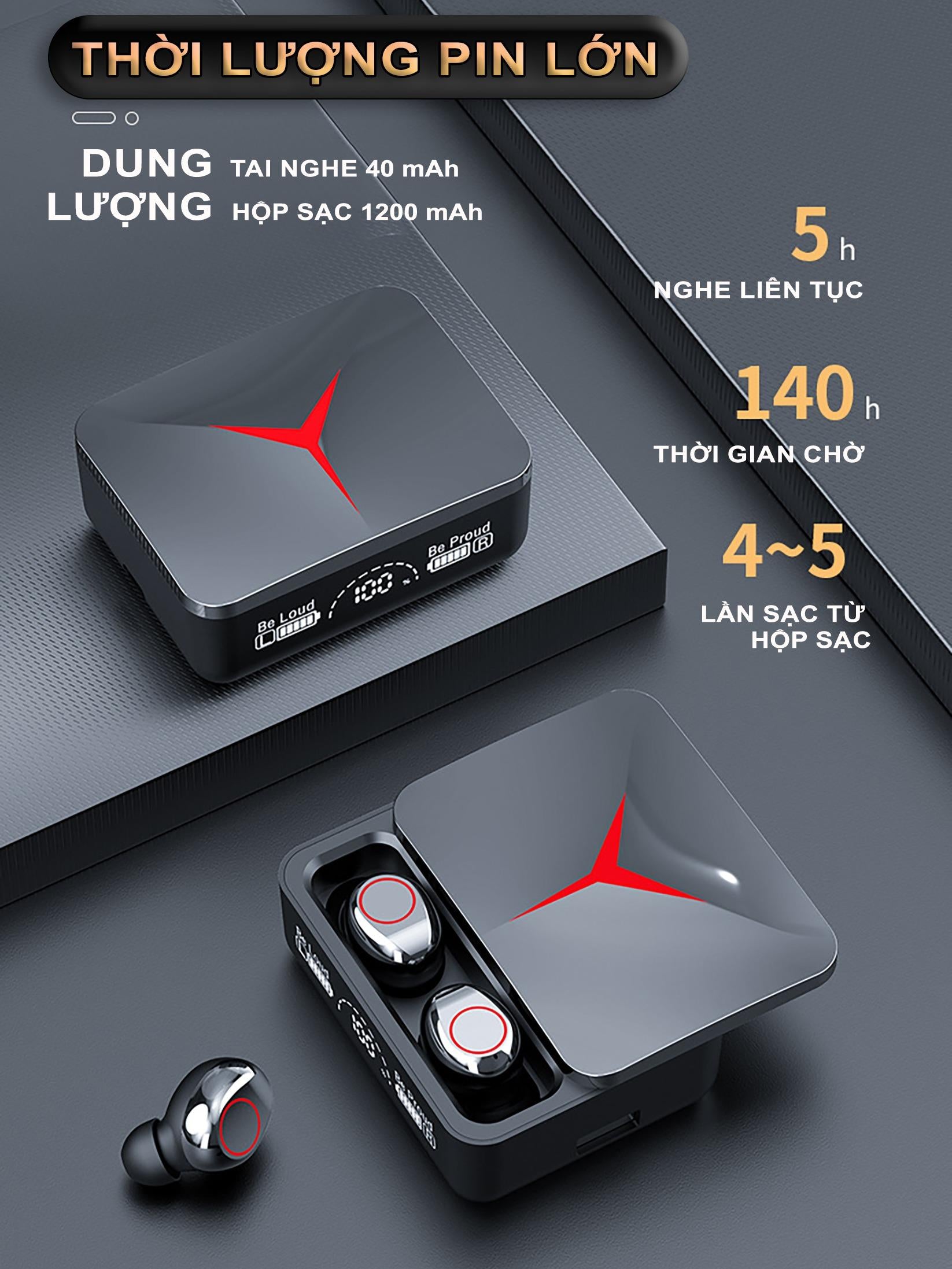 Tai Nghe Bluetooth | M90 PRO V5.3 | ENS, TWS, Bluetooth 5.3 - Âm Thanh Vòm 9D, Chống Ồn Môi Trường, Thu Âm Định Hướng