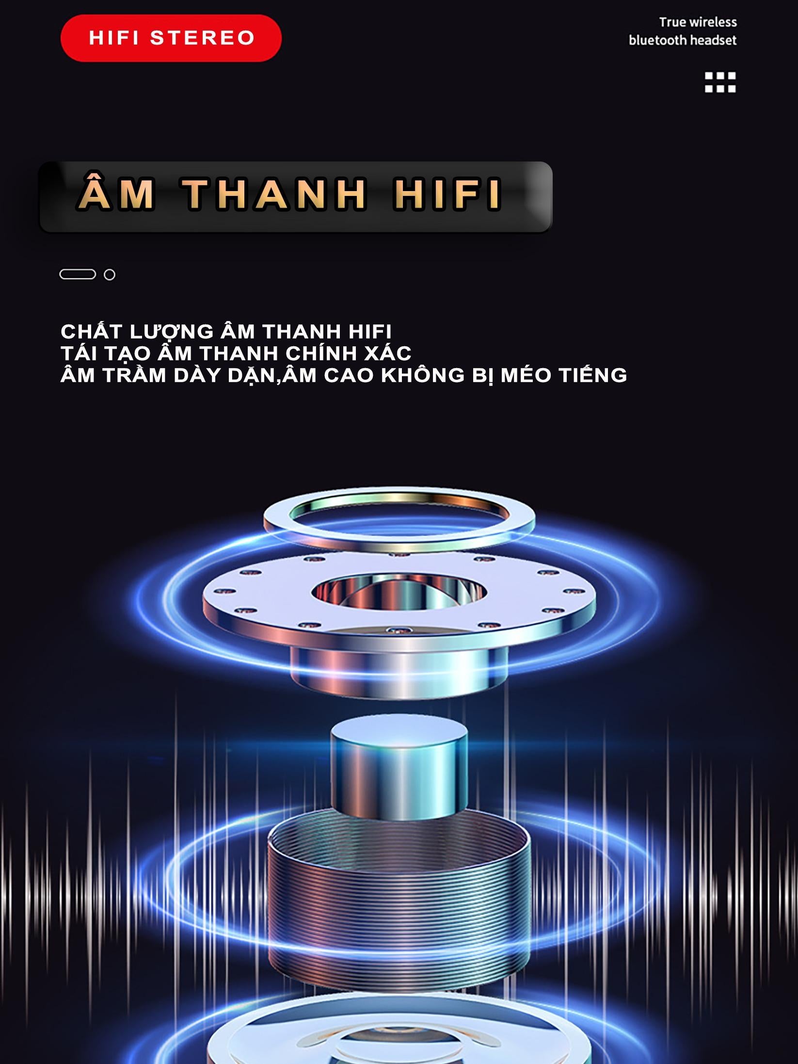 Tai Nghe Bluetooth | M90 PRO V5.3 | ENS, TWS, Bluetooth 5.3 - Âm Thanh Vòm 9D, Chống Ồn Môi Trường, Thu Âm Định Hướng