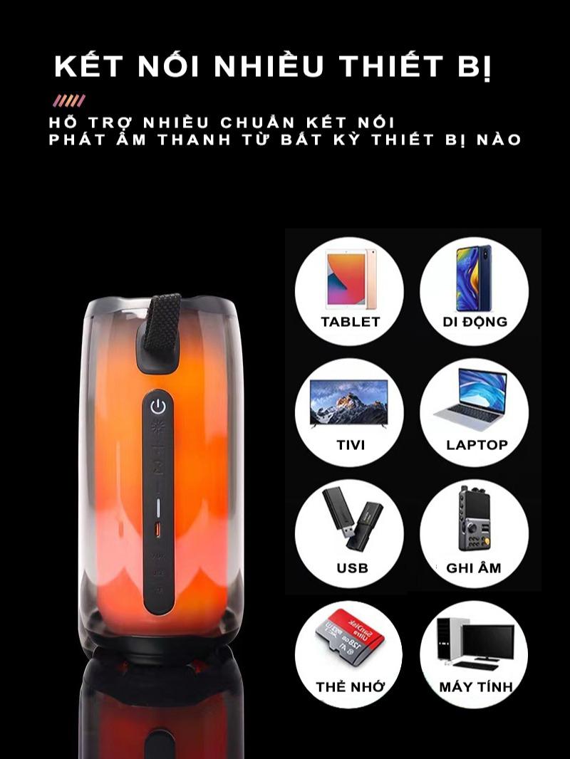 Loa Bluetooth PLUSE 5 - Led RGB 360, TWS, Karaoke, True Bass - Loa Toàn Dải, Chất Âm Dày Dặn, Đầy Đặn Củ Loa Nghe Nhạc