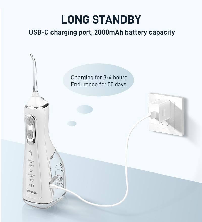 Máy Tăm Nước Cầm Tay Schobén - Chống Nước IPX7, 5 Chế Độ - Làm Sạch Sâu Chân Răng