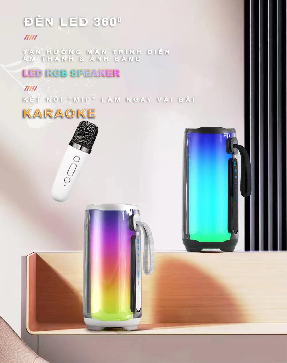 Loa Bluetooth PLUSE 5 - Led RGB 360, TWS, Karaoke, True Bass - Loa Toàn Dải, Chất Âm Dày Dặn, Đầy Đặn Củ Loa Nghe Nhạc