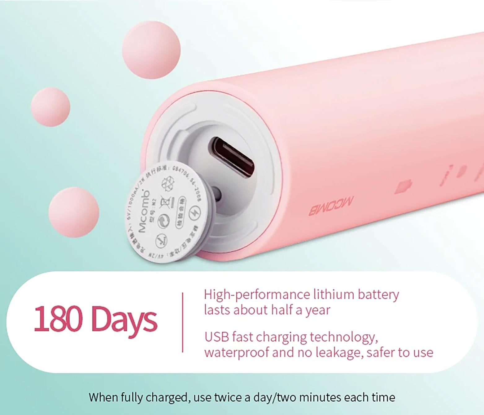Bàn Chải Răng Điện M2+ | Pin 180 Ngày, Đầu Bàn Chải Dupont, Điều Khiển Thông Minh |  4 Chế Độ, Làm Sạch Siêu Âm, Bàn Chải Điện