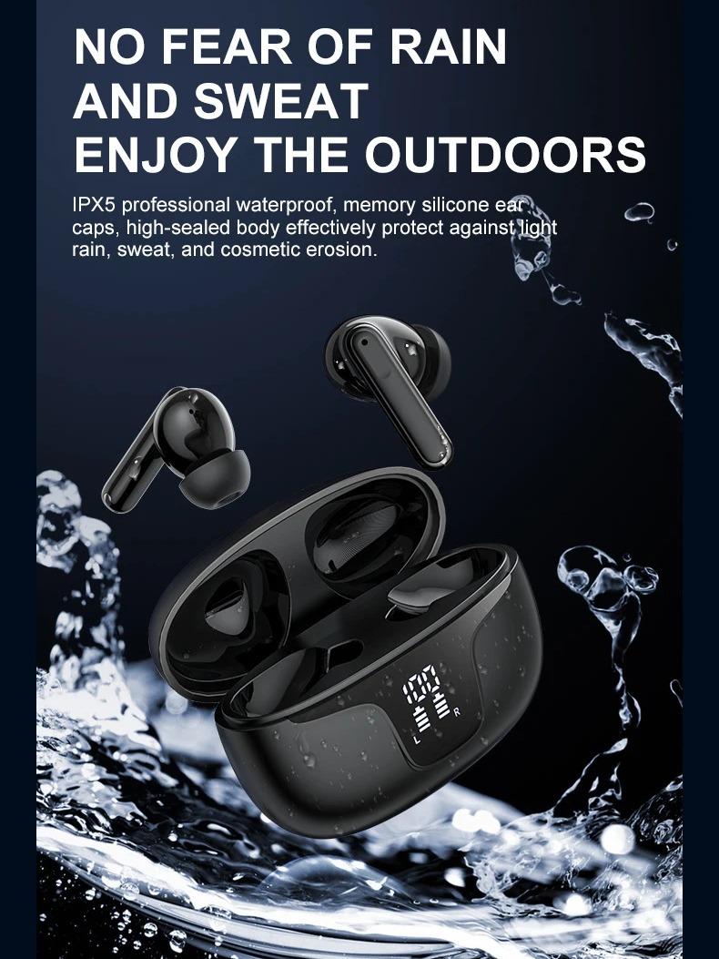 Tai Nghe Bluetooth Y19 | Pin 12 Tiếng, ENS, ANS, TWS, Bluetooth 5.3 | Âm Thanh Vòm 9D, Chống Ồn Chủ Động, Chống Ồn Môi Trường, Thu Âm Định Hướng Nhét Tai Nghe Nhạc