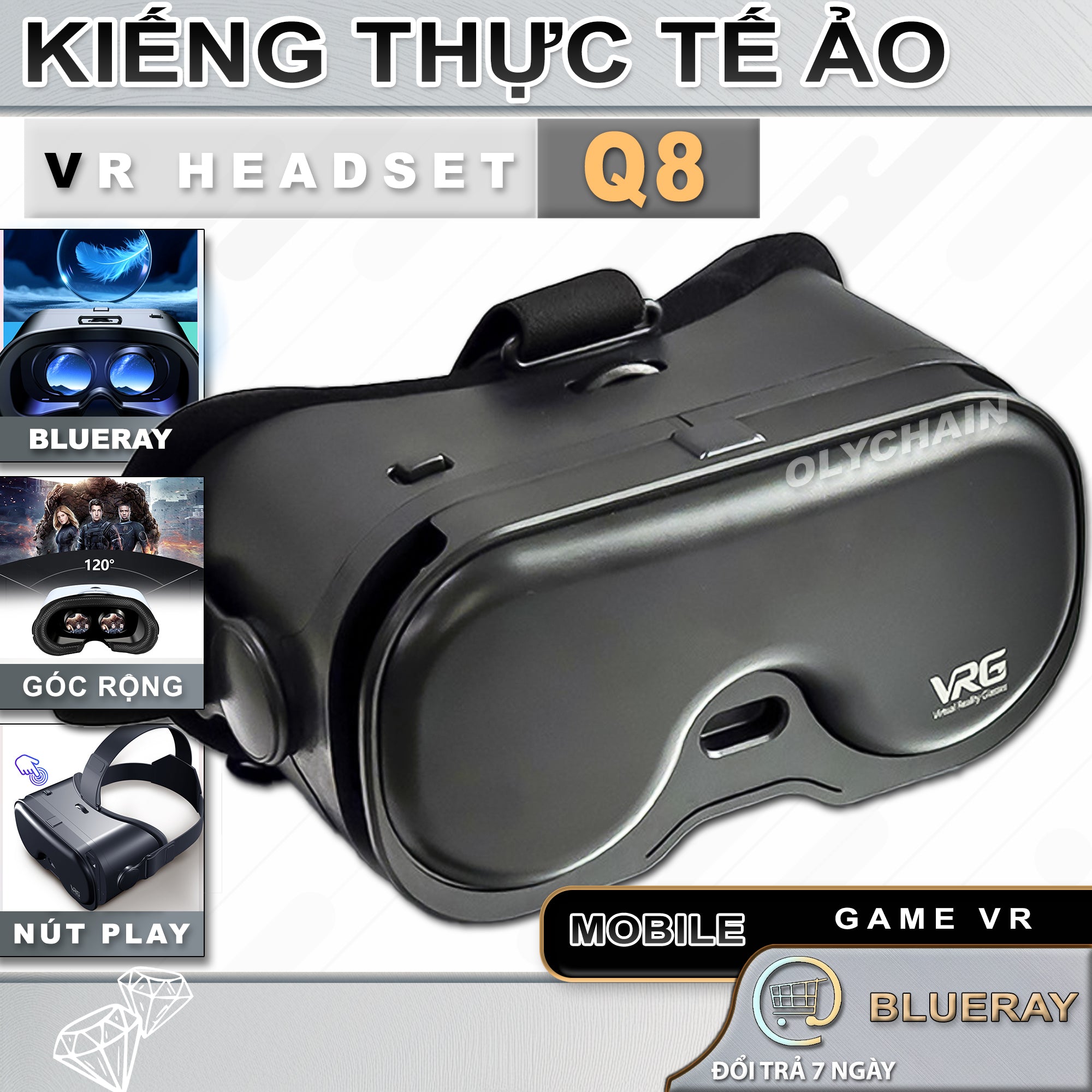 Kính Thực Tế Ảo | VRG PRO Q8 | Thấu Kính Blueray | Phim VR 360, Game VR 360 | Xem Phim, Chơi Game 3D Chơi Điện Tử