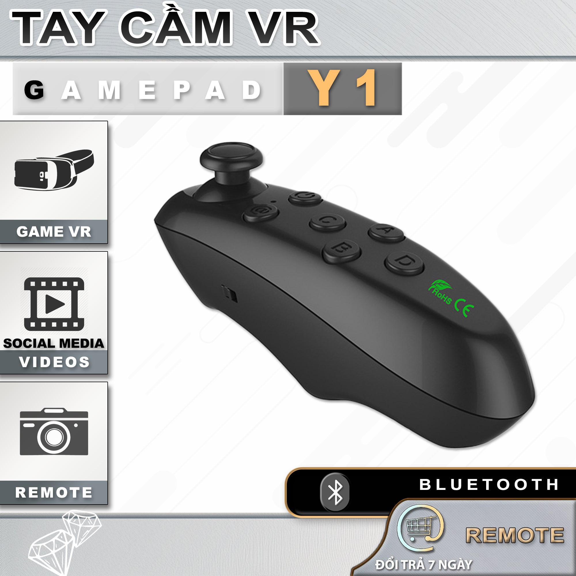 Tay Cầm Game  VR Park Y1 - Bluetooth, Wireless - Hỗ Trợ Chơi Game VR 3D, Selfie, Xem Phim, Xem Ebook