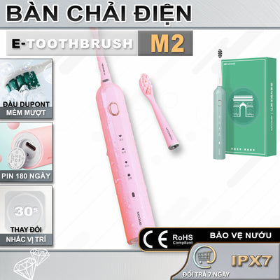 Bàn Chải Răng Điện M2+ | Pin 180 Ngày, Đầu Bàn Chải Dupont, Điều Khiển Thông Minh |  4 Chế Độ, Làm Sạch Siêu Âm, Bàn Chải Điện