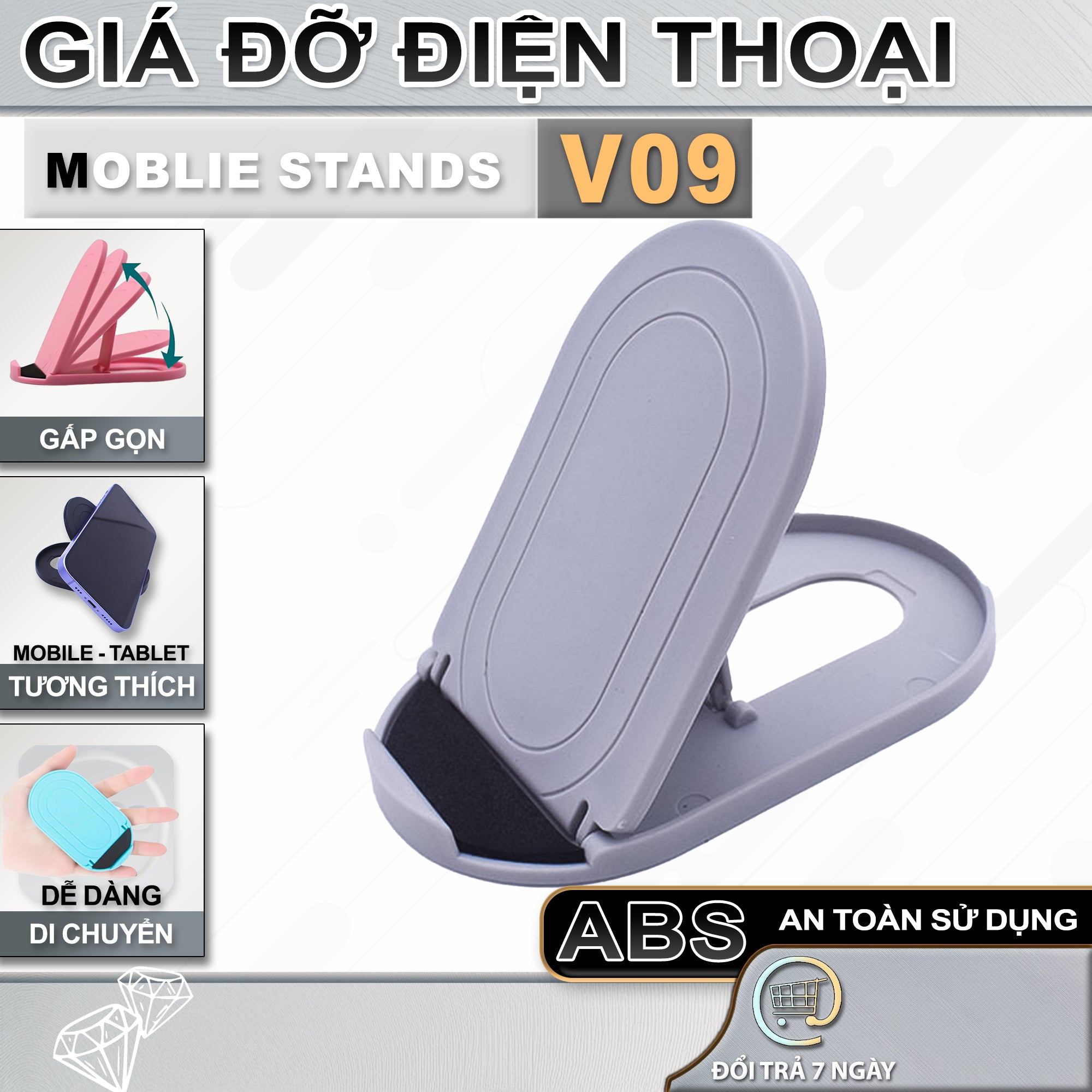 Giá Đỡ Điện Thoại Di Động, Máy Tính Bảng | VT09 | Điều Chỉnh Độ Nghiêng, Thiết Kế Gấp Gọn Thông Minh | Nhựa ABS Phone Phụ Kiện