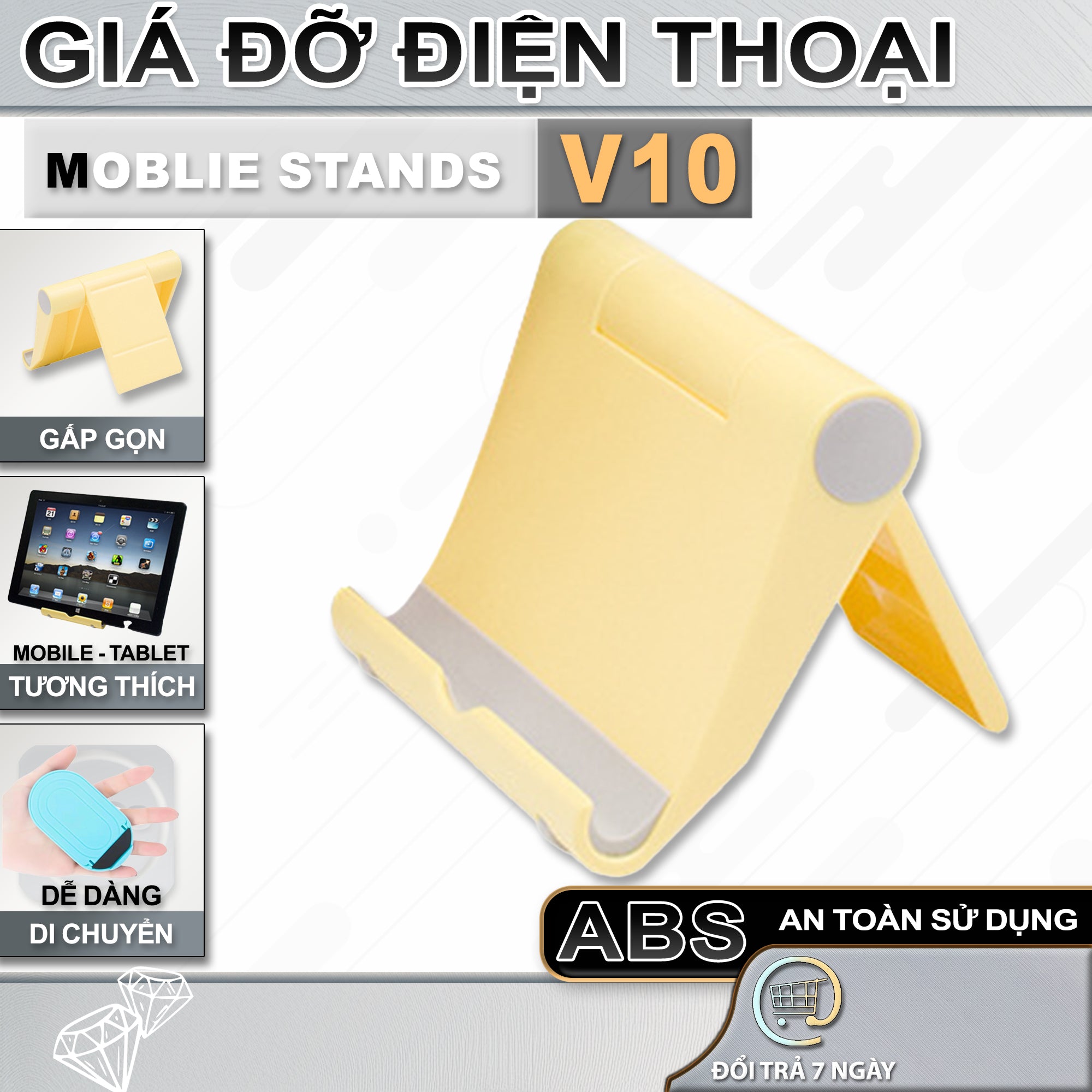 Giá Đỡ Điện Thoại Di Động, Máy Tính Bảng VT10 | Điều Chỉnh Độ Nghiêng, Thiết Kế Gấp Gọn Thông Minh | Nhựa ABS Phone Phụ Kiện