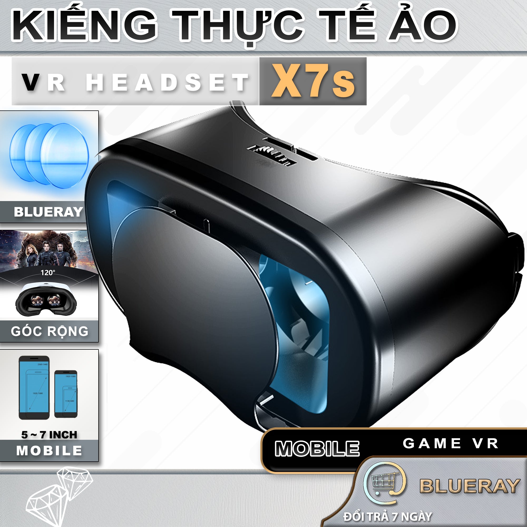Kính Thực Tế Ảo - VRG PRO X7s - Chuyên Xem Film 3D, VR, Chơi Game VR Chơi Điện Tử