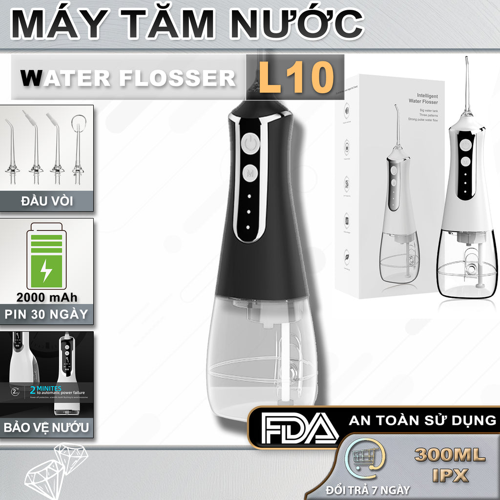 Máy Tăm Nước Cầm Tay L10 - Chống Nước IPX6 - Làm Sạch Sâu Chân Răng
