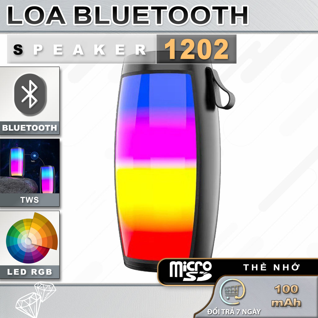 Loa Bluetooth S1202 | Led RGB, Âm Thanh To, Bass Mạnh | Giòng Loa Giá Rẻ, Thê Hệ 2022 Củ Loa Nghe Nhạc