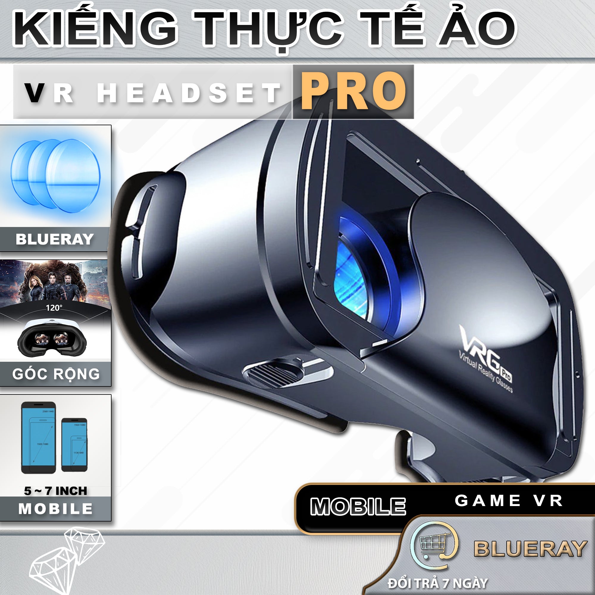 Kính Thực Tế Ảo - VRG PRO - Chuyên Xem Film 3D, VR, Chơi Game VR Chơi Điện Tử