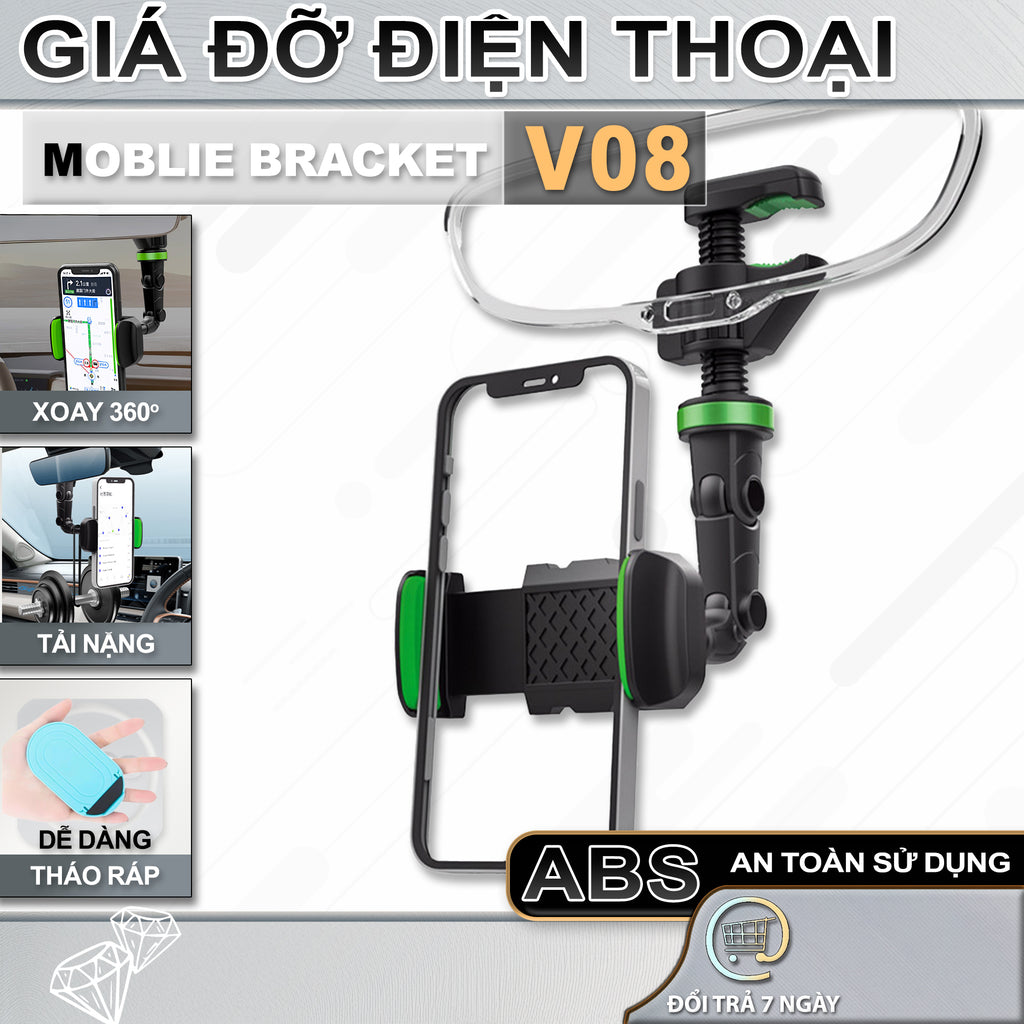 Kẹp Điện Thoại Cho Oto, Xe Hơi - Xoay Đa Hướng, Chống Shock