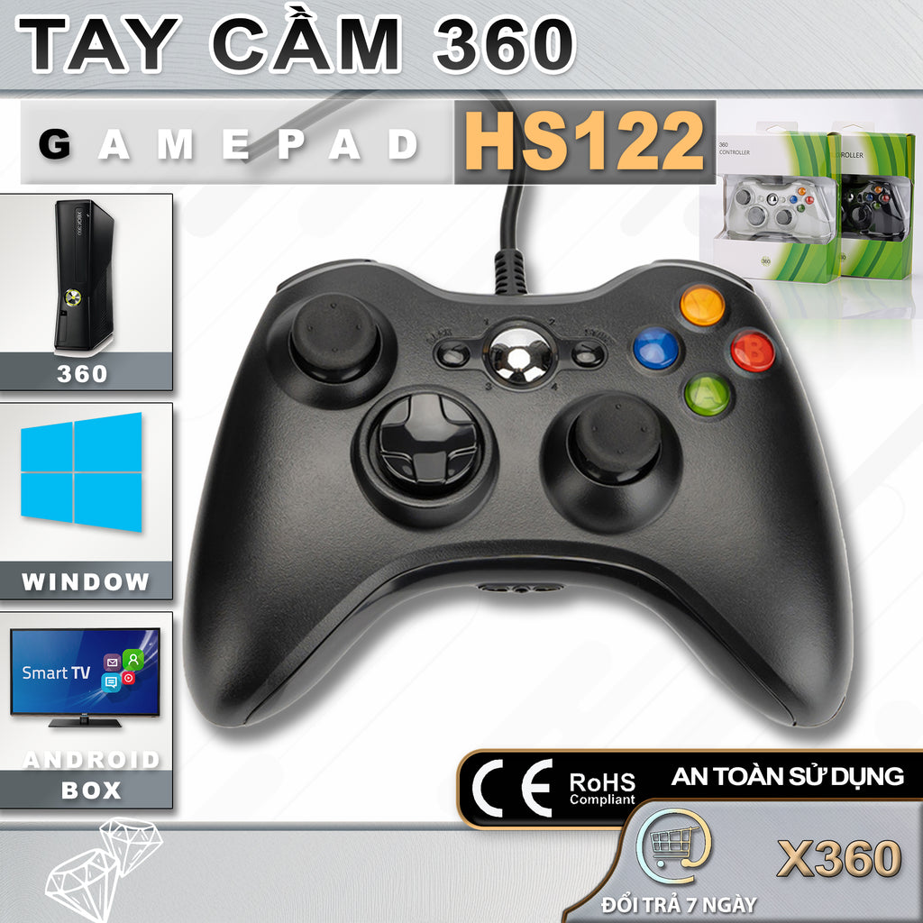 Tay Cầm Chơi Game HS122 - XBOX360, PC, PS3 - Có Rung, USB