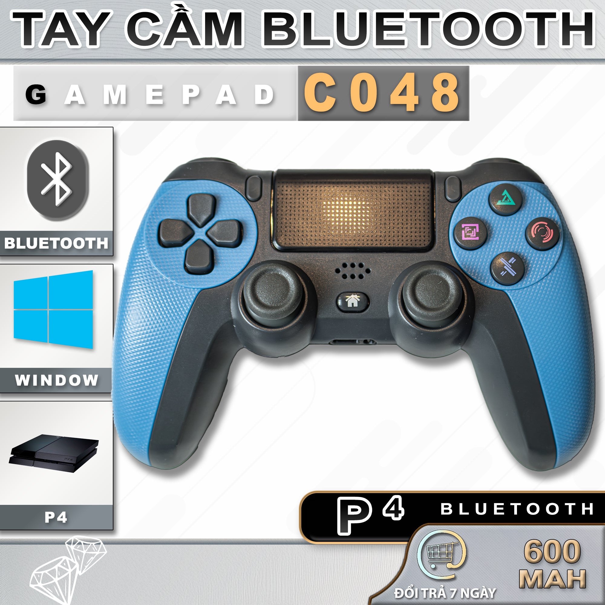 Tay Cầm Chơi Game P4, Fifa Online 4, Dual Shock PS 4, C048, Bluetooth, Pin Sạc, Có Rung, Gamepad, Chơi Game Không Dây, PC, Playstaion 4, Android, Giả Lập Android