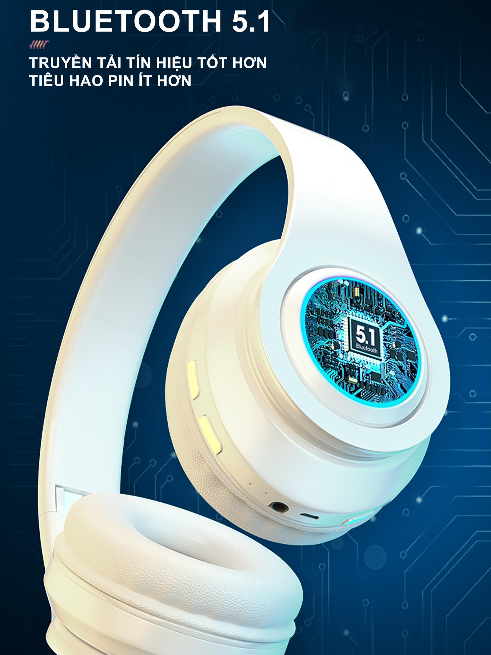 Tai Nghe Chụp Tai Bluetooth B39 - HiFi, Micro, Led RGB - Âm Thanh Chất Lượng, Nghe Gọi, Kết Nối Nhiều Thiết Bị