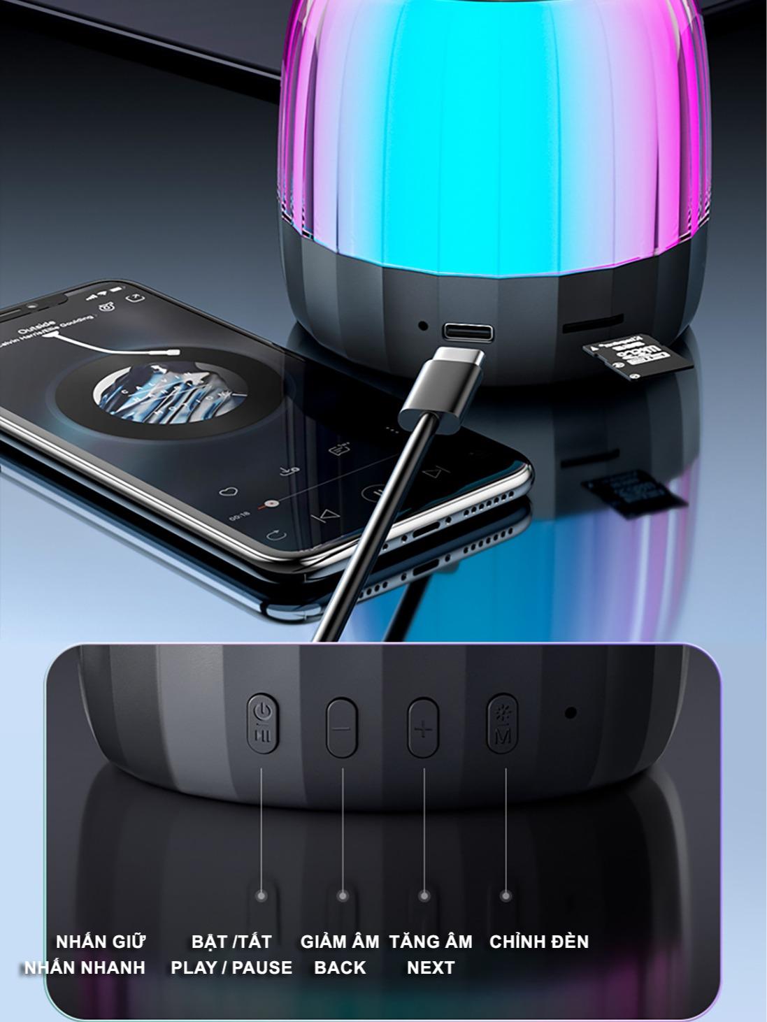 Loa Bluetooth | K3 Plus | TWS, LED RGB, True Bass - Âm Thanh To, Ánh Sáng Mạnh
