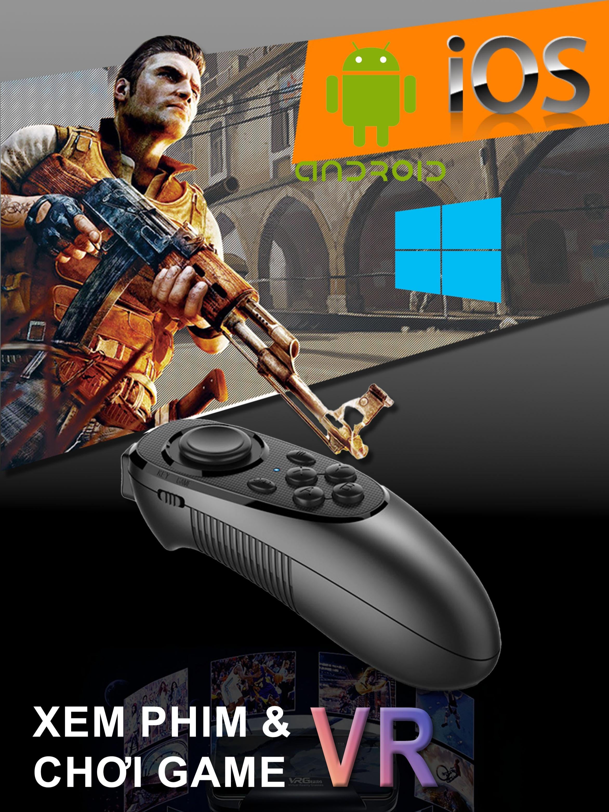 Tay Cầm Game  VR 052 - Bluetooth, Wireless - Hỗ Trợ Chơi Game VR 3D, Selfie, Xem Phim, Xem Ebook