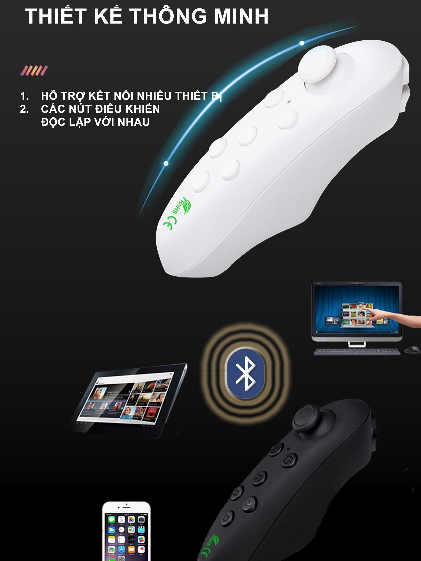 Tay Cầm Game  VR Park Y1 - Bluetooth, Wireless - Hỗ Trợ Chơi Game VR 3D, Selfie, Xem Phim, Xem Ebook