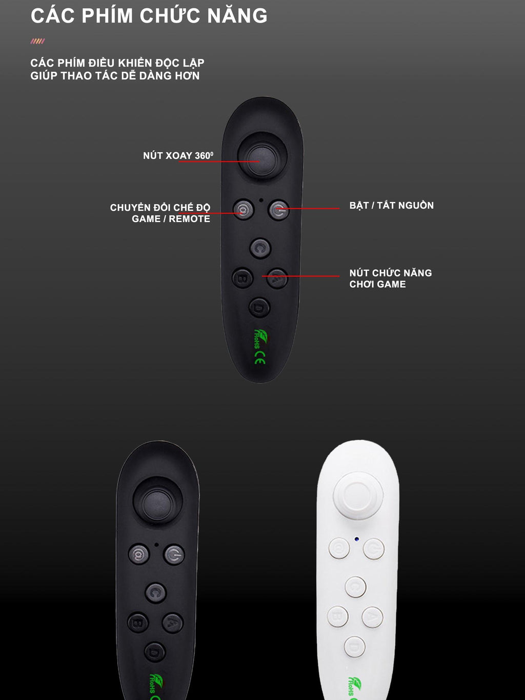 Tay Cầm Game  VR Park Y1 - Bluetooth, Wireless - Hỗ Trợ Chơi Game VR 3D, Selfie, Xem Phim, Xem Ebook