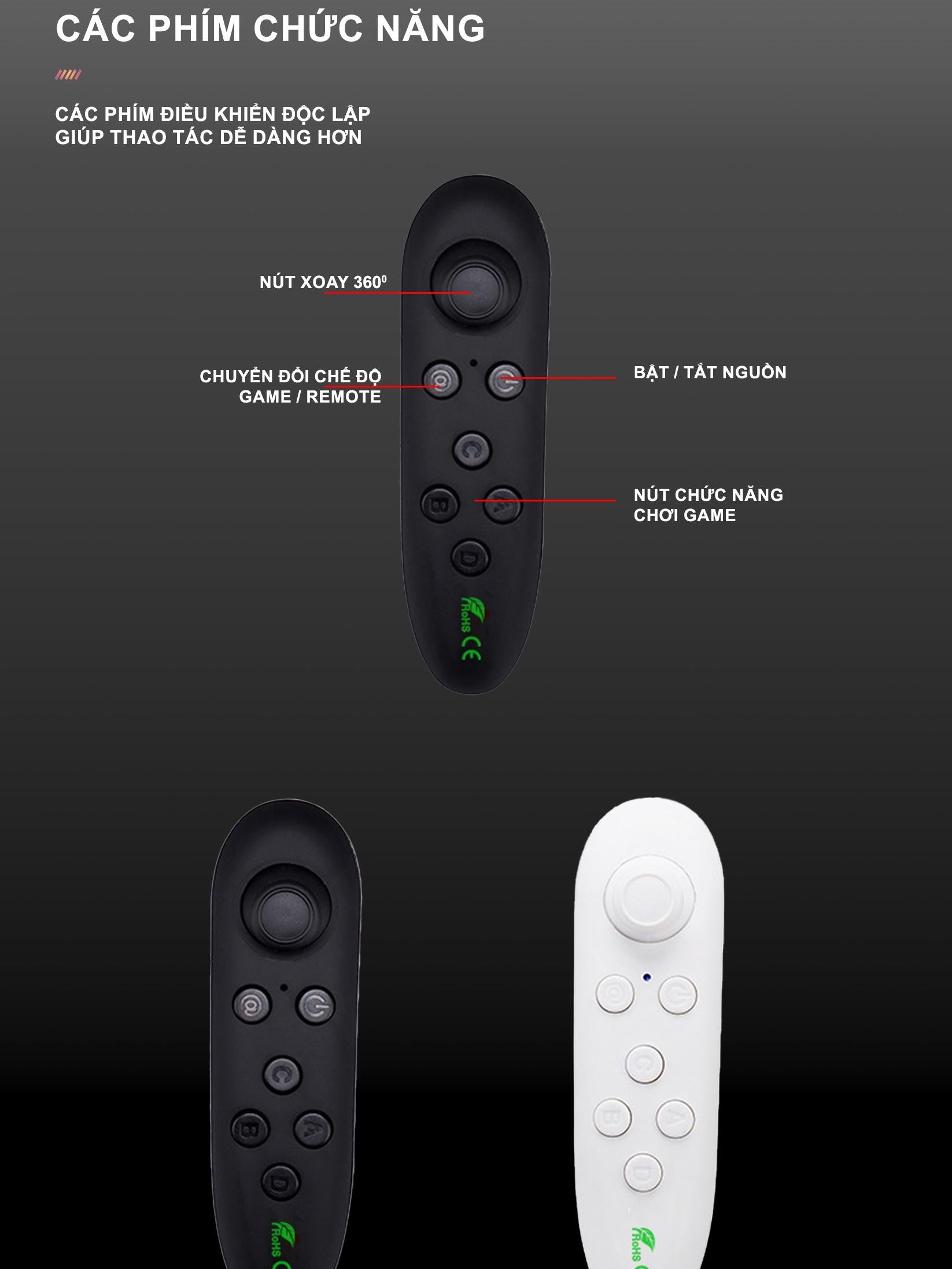 Tay Cầm Game  VR Park Y1 - Bluetooth, Wireless - Hỗ Trợ Chơi Game VR 3D, Selfie, Xem Phim, Xem Ebook
